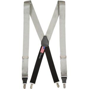Hold'Em 100% Silk Suspenders for Men Clip End Dress Tuxedo Suspender - Gray